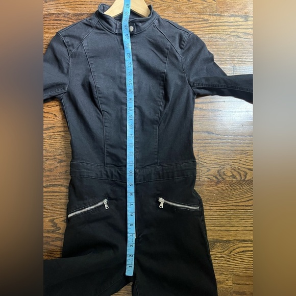 ZARA long sleeve black zip up denim jumpsuit Sz. S NWOT - Picture 13 of 14